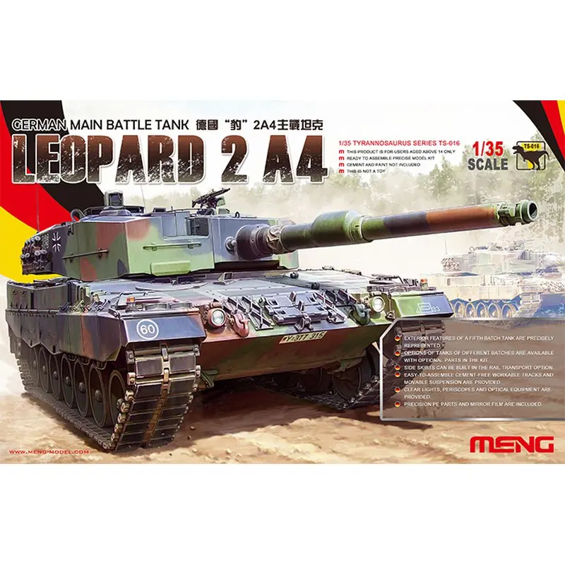Meng Model TS -016 1/35 Nemecký hlavný bojový tank Leopard 2 A4 - Modelová súprava na mierku