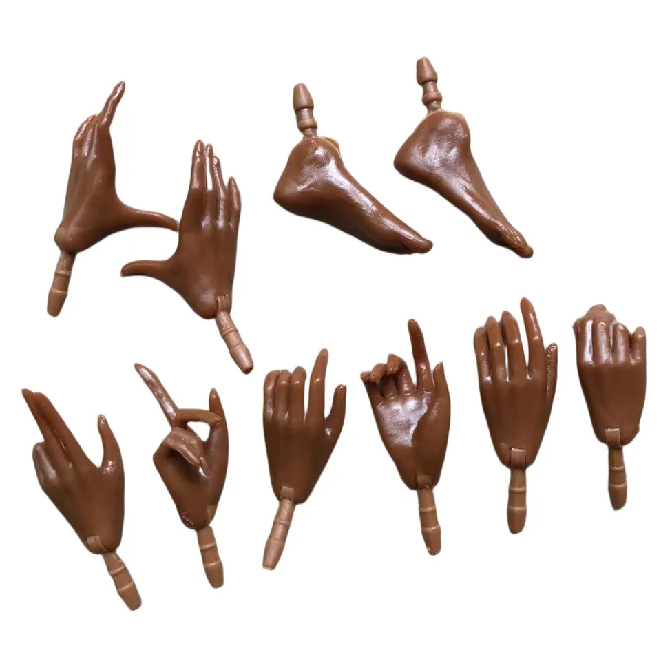 Mengf Doll Hands Feet 1/6 Doll Supal Super White Coffee Brown Dolld Doplnky DIY Dláždenie Doll Doll Decors 4 Gesta Hands diely
