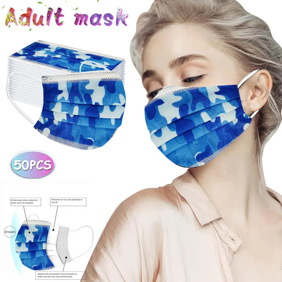 Menova a dámska maska ​​na jednorazovú masku na tvár Industrial Priemyselná 3 -uší slučka 50pc 마스크 маска для лица Masque Mascarilla マスク Máscara