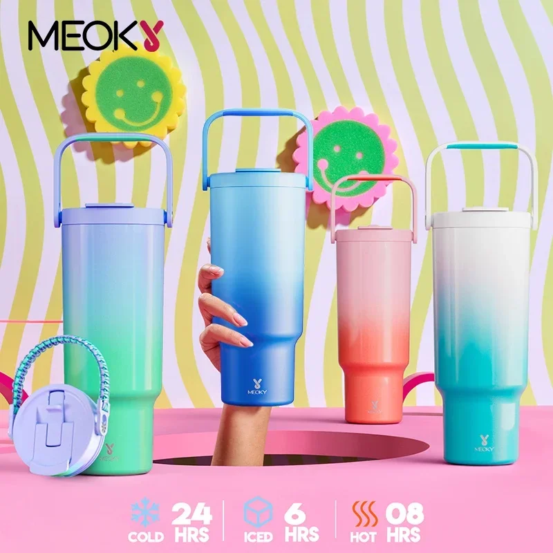 Meoky 32oz termica termos fľaša z nehrdzavejúcej ocele Vákuová banka Izolovaná fľaša na fľašu s fľašou pre únik