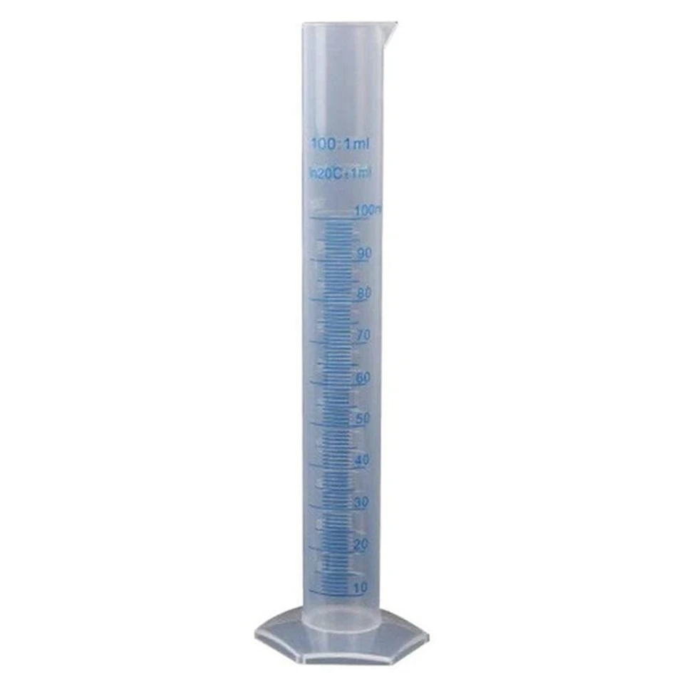 Merací valcový plastický trubicový nástroj pre laboratórium (100 ml)