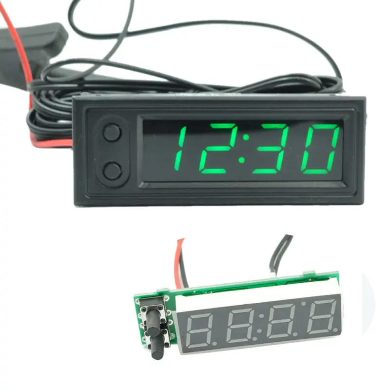 Meradlá automobilu Voltmeter 1 ks 3in1 vonkajšie diely Červené 1 ks 12V hodinové LED Digitálne displej DIGITURE DIZAJN VOZIDLA