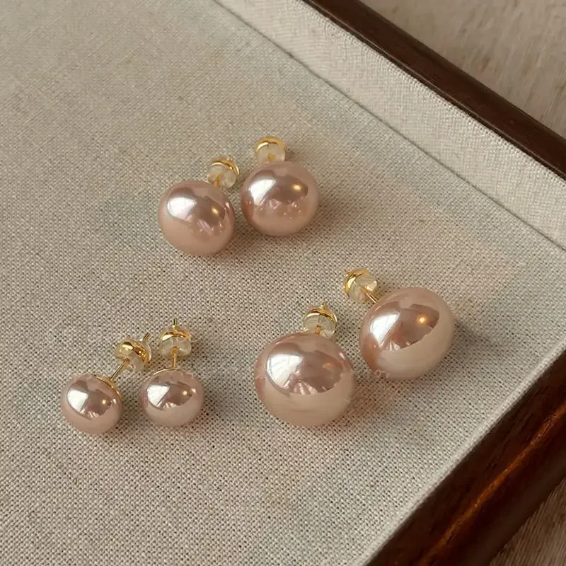 Mermaid Imitácia Pearl Stud náušnice pre ženy dievčatá 10/11/14 mm jemné elegantné perlové náušnice Darčeky šperkov