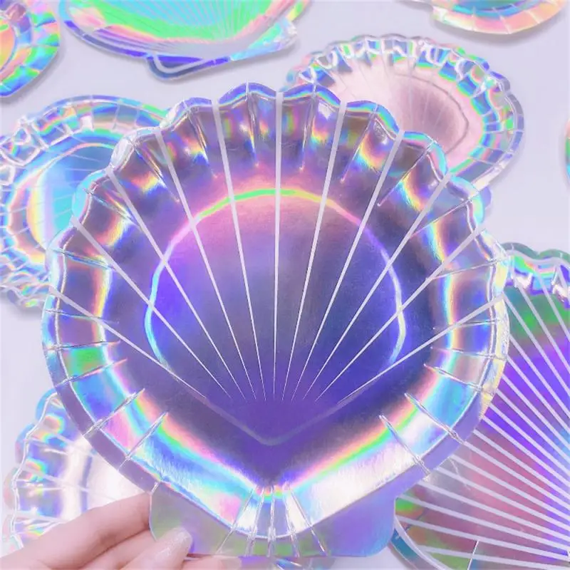 Mermaid Party Farebná škrupina jednorazový riadový riad pod morskou párty malá morská panna narodeninová oslava