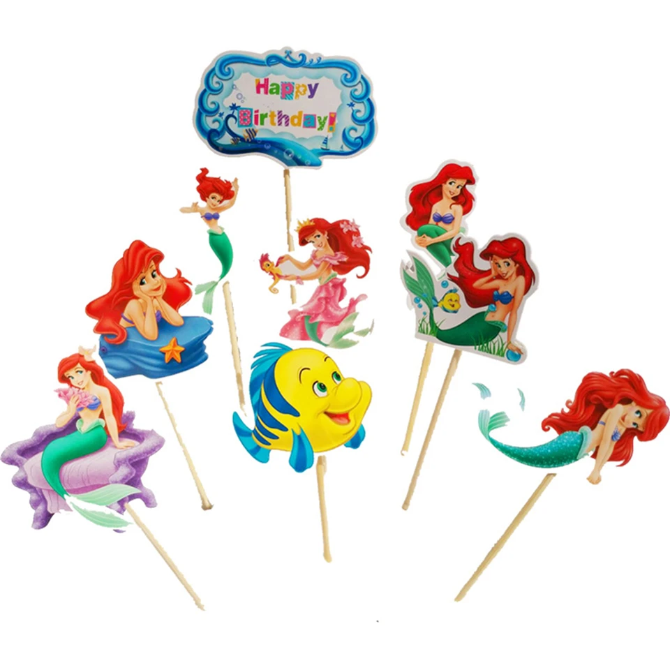 Mermaid Princezná téma 1set tortu tortu torta torta dekorácie deti dievčatá Dievčatá chlapci narodeninové oslavy Dodávky pre bábätká