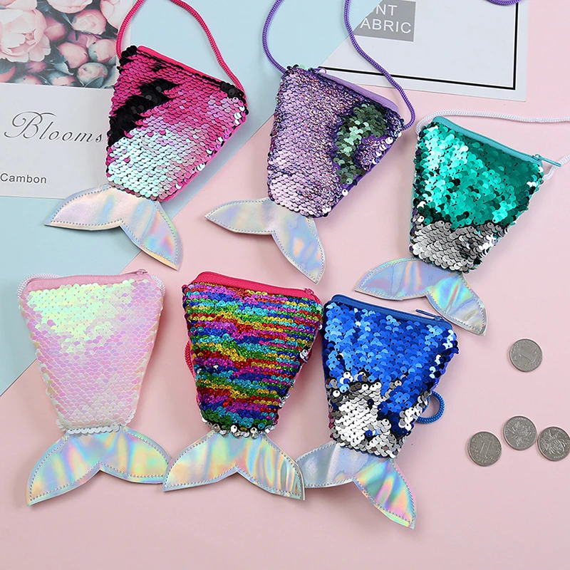 Mermaid Tail Fliters Coin Consse Girls Wallet Bags Držiteľ peňazí vrecko pre deti darčeky