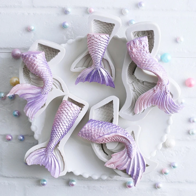 Mermaid Tail Silikone Fold Sugarcraft Cookie Cupcake Chocolate Pet Form Fondant Cake Deskotujúce náradie