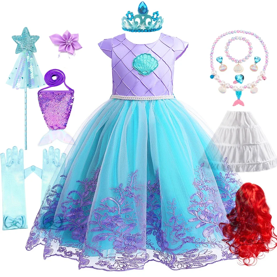Mermaid šaty dievčatá princezná kostým cosplay šaty pre deti pre dievča Halloween Karneval narodeninové loptičky Party Party