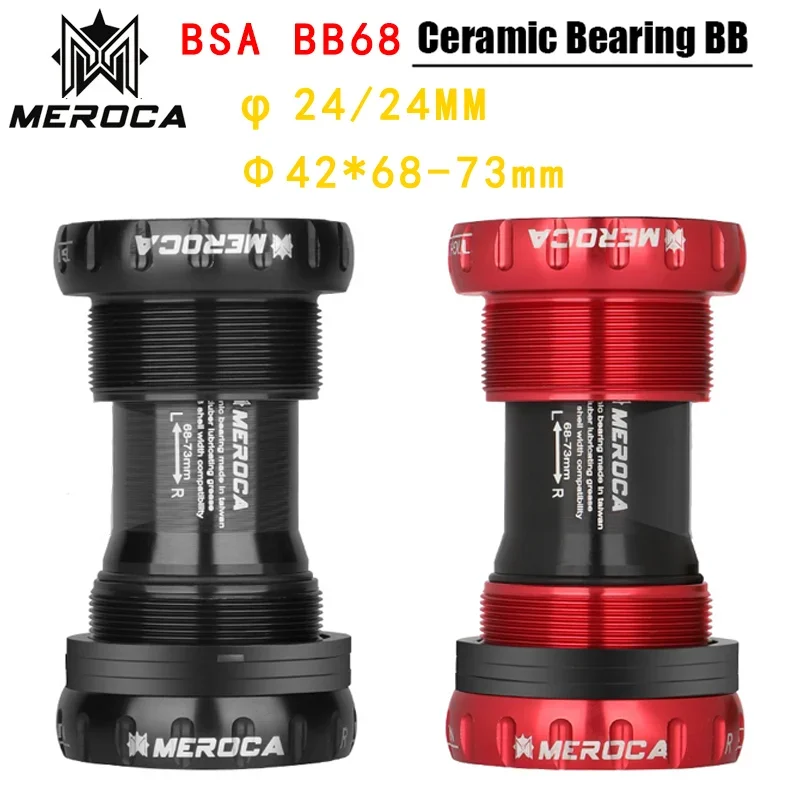 MEROCA BB68 BRICKETNÉ DOPADLA PRE MTB HOLOWTECH CENTRÁLNE MOŽIKA NAPOJENIE 24/24 mm BSA 68-73 mm kruhové diely Keramický hriadeľ