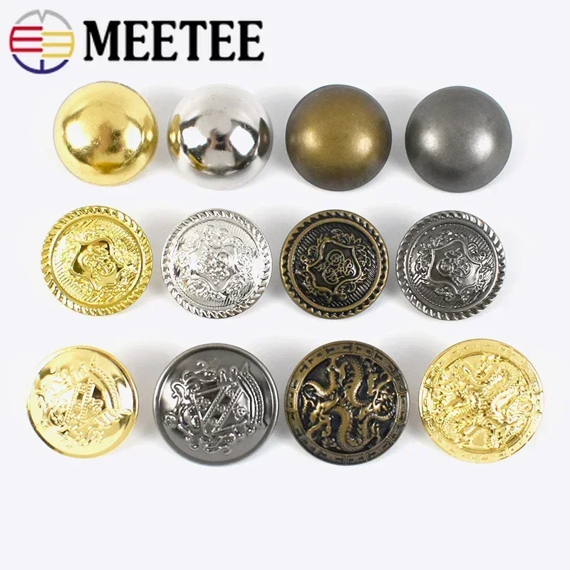 Metal 10/50ks 15-25 mm kovové gombíky starožitné mosadzné huby gombíky pre odevy dekoratívna spona na opravu sponky