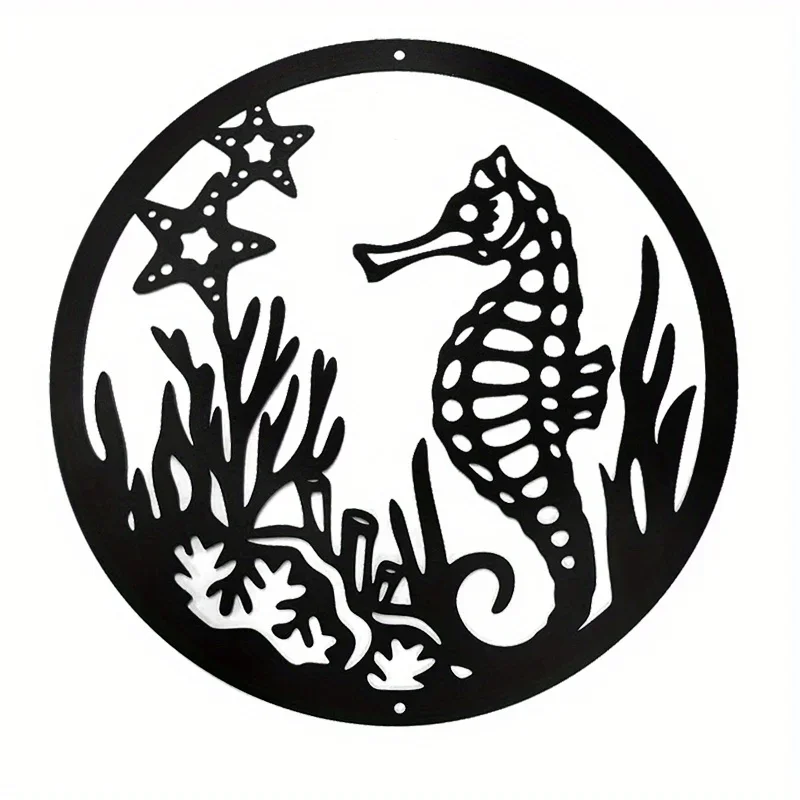 Metal Art Seahorse Sea Life Wall zavesenie domáceho dekoru, dekorácia izby skvelá pre kúpeľňu alebo terasu pripravená na zavesenie