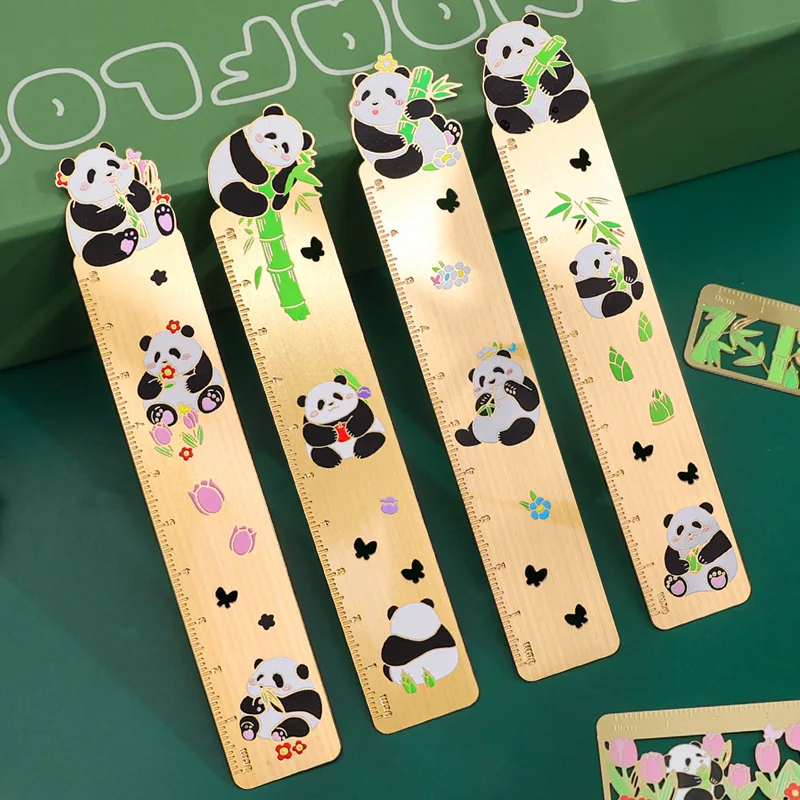 Metal Panda záložka Čínsky štýl retro dutá kniha Clip Pagination Mark Držiteľ Ruler Multifunkčné školské kancelárske potreby