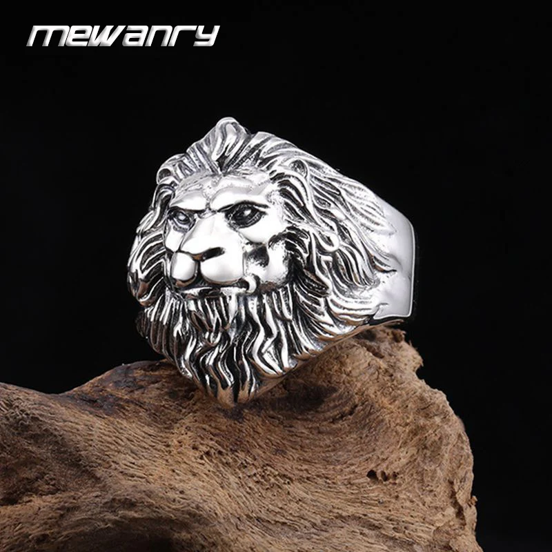 Mewanry Silver Color Lion Geometrické prstene pre ženy páry Nový trendový ťažký priemysel Vintage dominantné darčeky