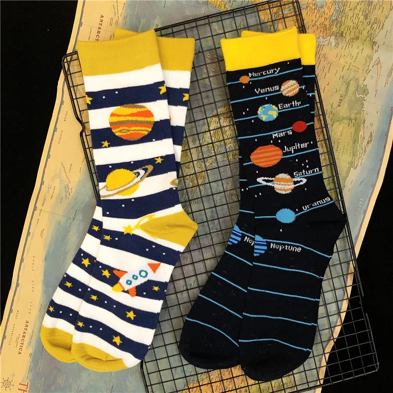 Mewgulf ins rovnaké bavlnené ponožky posádka Planet Solar System Merkúr Venus Earth Mars Jupiter Saturn Uranus Neptún Street Fashion Sox