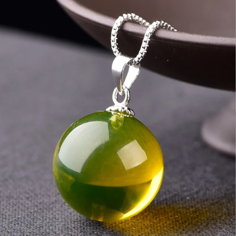 Mexico 5a Purifikovaný modrý perlovú guľu Pendant Honey Wax Amber Raw Stone Collar Reťaz