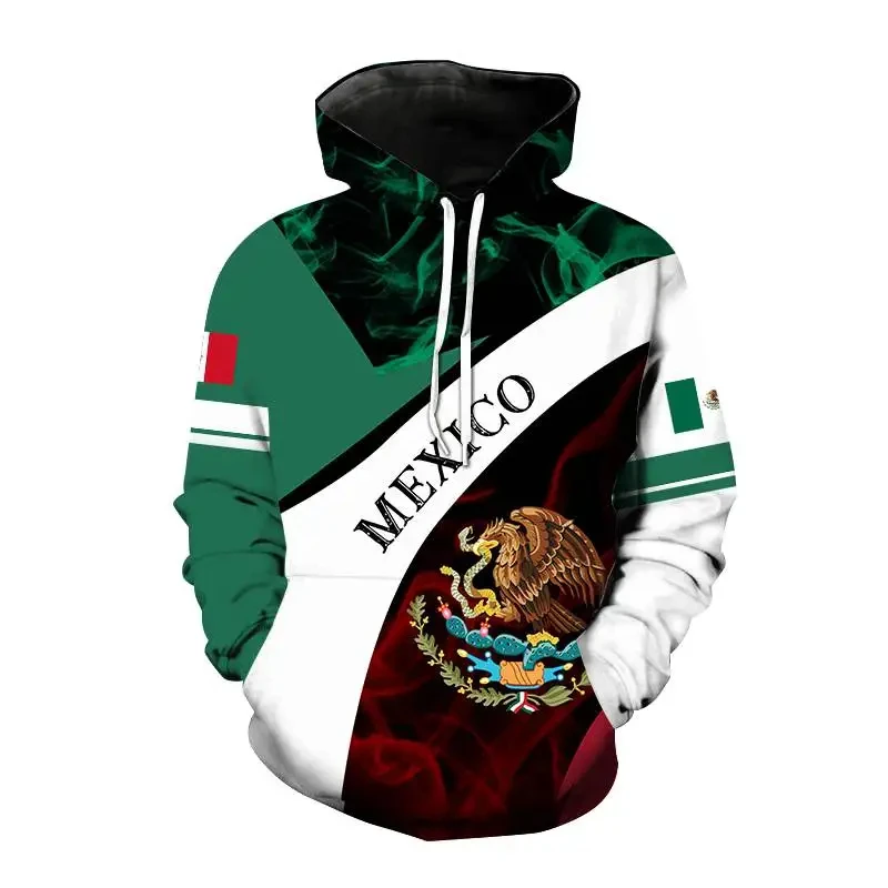 Mexico National Emblem Grafické mikiny mexickej vlajky 3D tlačené mikiny pre mužov oblečenie Príležitostné dám