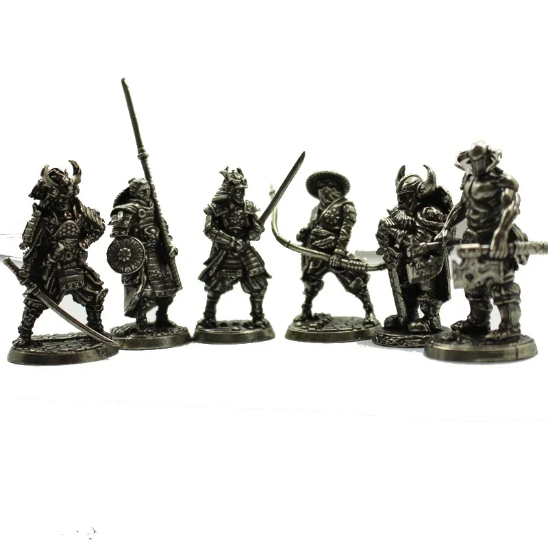 Meď japonský šógunát Samurai vojak figuríny miniatúry Vintage kovové solidery Model socha stolová stolová ozdoba dekorácia