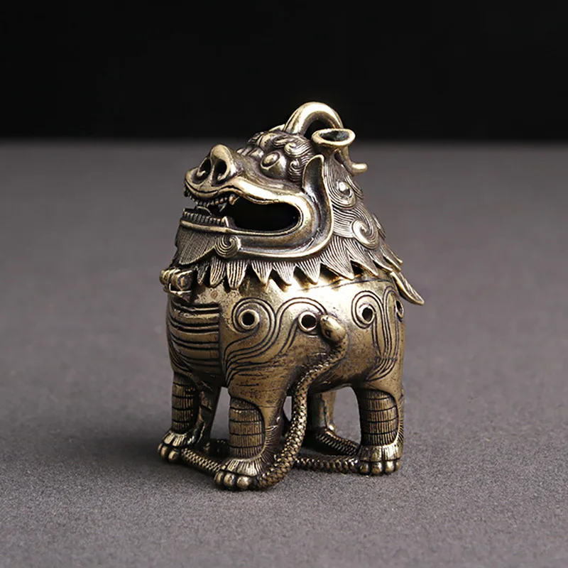Meď starožitné boha šelma socha kadidla horák vintage čínsky feng shui zvierací figúrky ozdoby Domáce dekorácie miniatúry