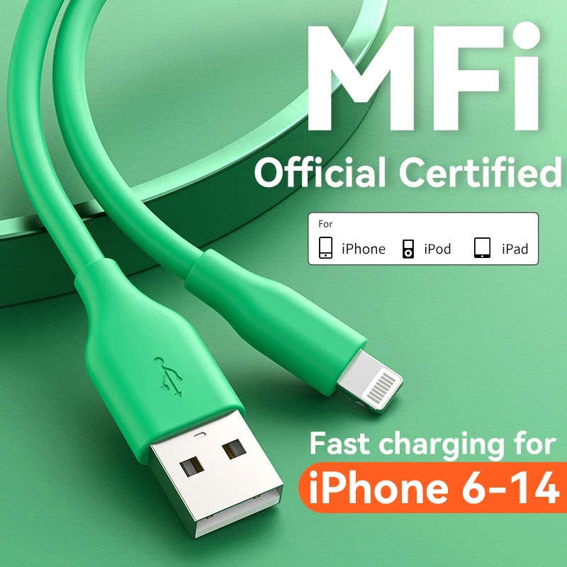 MFI certifikované 2.4a USB na blesk rýchle nabíjacie kábel pre iPhone 6-14 pre iPad telefónny prenos káblových príslušenstiev telefónu