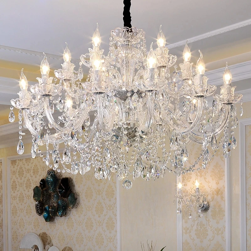 MG Crystal Lustr osvetlenie pre obývaciu izbu K9 Top Glastion Luxury Luxury Svadobné dekorácie Chrome/Gold Pendant Lamp