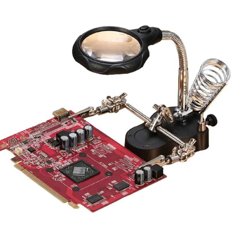 MG16126-A 3,5X 12X LED LED CLAMP SONTINGER Iron STAND Pomocné ruky zväčšovacie sklo pre zváracie práce BGA