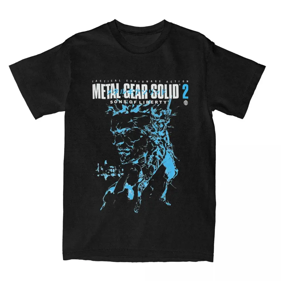 MGS2 Metal Gear Solid Sons of Liberty T-Shirts Men Crewneck Cotton T košele Snake a Raiden