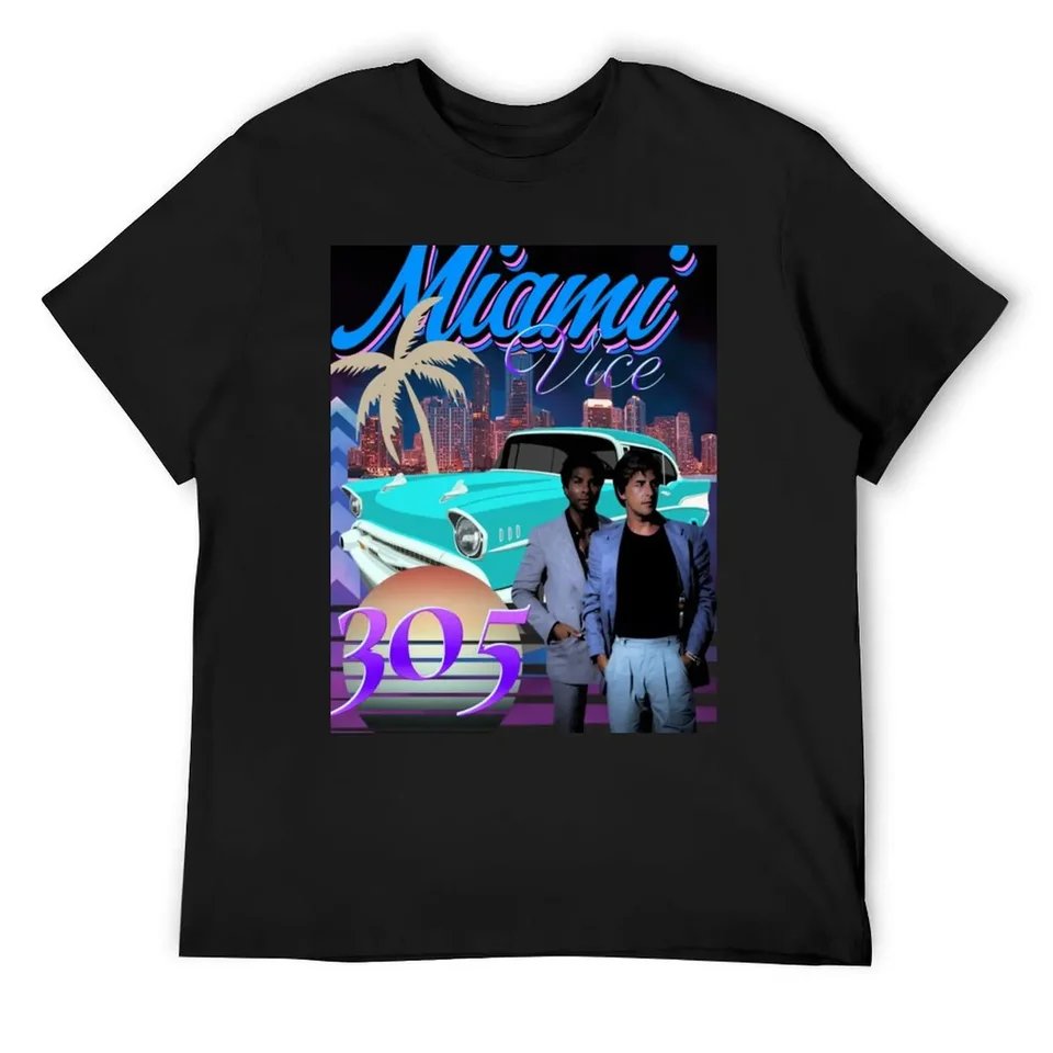 Miami Vice tričko letné top plain pánske oblečenie