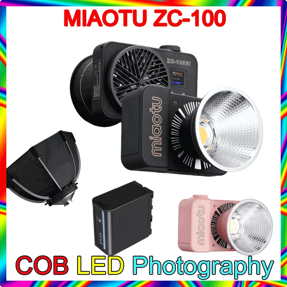 Miaotu ZC-100BI 100W COB LED svetlo fotografovanie osvetlenie vonkajšie fotografovanie/snímanie videa prenosné vreckové svetlo