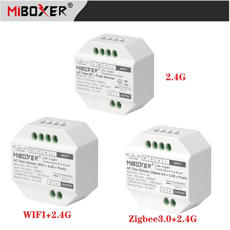 MIBOXER AC TRIAC Dimmer Push Switch RF Push Dimmer 110-240V App /Hlas /Diaľkové ovládanie