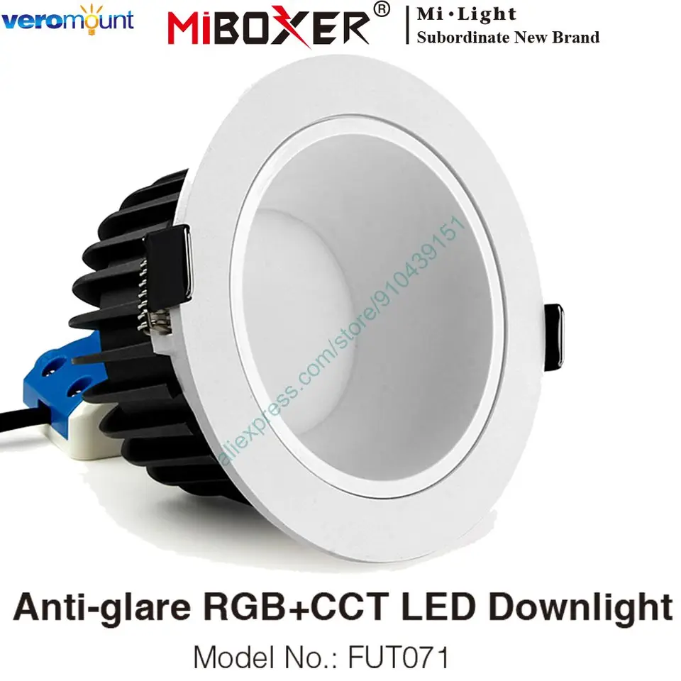 MIBOXER FUT071 12W Anti-GLare RGB+CCT LED Downlight AC100 ~ 240V Domácateľný inteligentný LED strop vnútorná žiarovka 2.4G RF WiFi Control Control