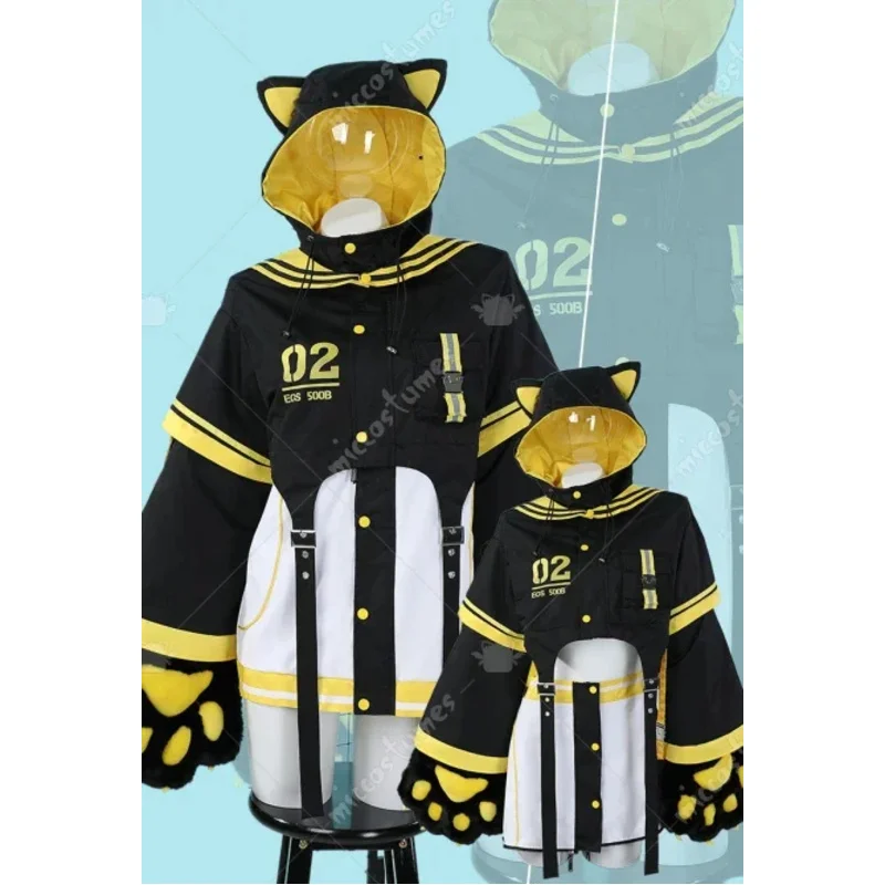 Miccostumes Dámska kapucňa a odnímateľná sukňa Set Sailor Style Clubwear s chlpatými mačkovými rukavicami