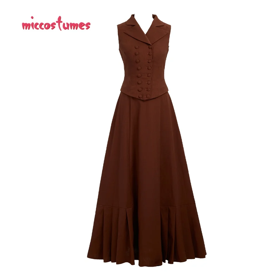 Miccostumes Dámska vintage vesta sukňa 1900 Gibson Girl Style Renaissance Stredovek