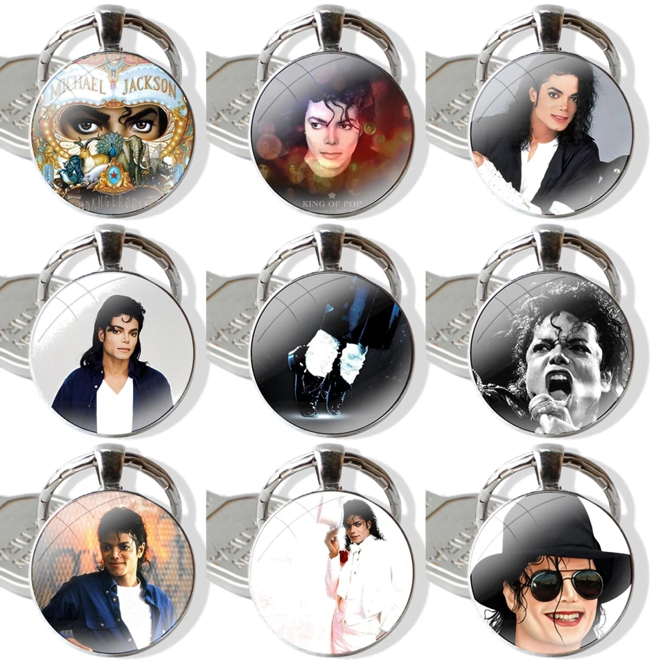 Michael Jackson Keychain Ručne vyrobený sklenený sklenený držiak kľúča kľúča kľúča kľúče