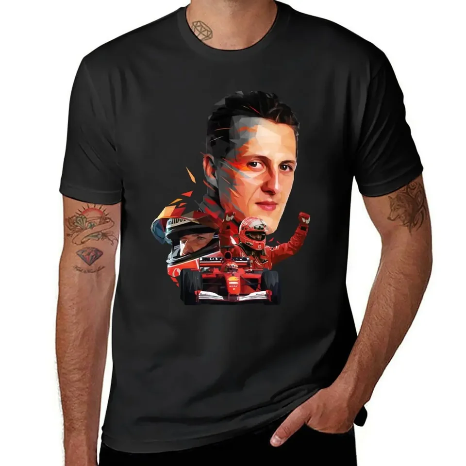 Michael Schumacher Low Poly Tričko Grafické košele Vintage športových fanúšikov anime tričká Veľké a vysoké tričká pre mužov