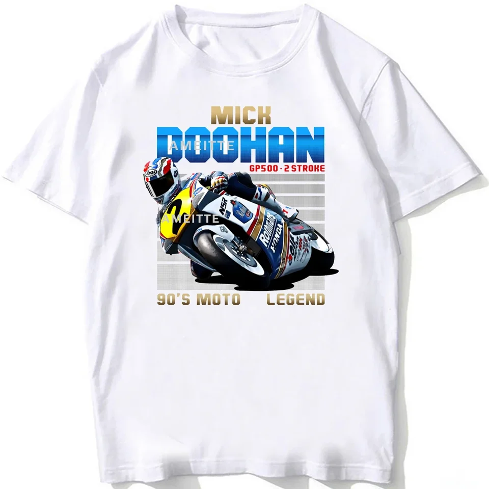 Mick Doohan 01 GP Riding Legend Tričko 90. rokov retro mužov s krátkym rukávom Adventure Sport Casual White Tops Man Motorcycle Rider Tees