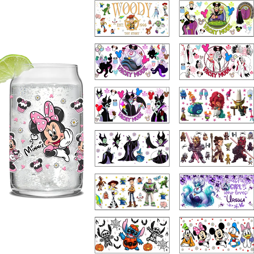 Mickey Minie Series Easy Peel Waterproof DIY Decály 3D prenosy Uvdtf kryštálové nálepky 16oz UV DTF TUMBLER CUP OBAŠICH STRÁNKA