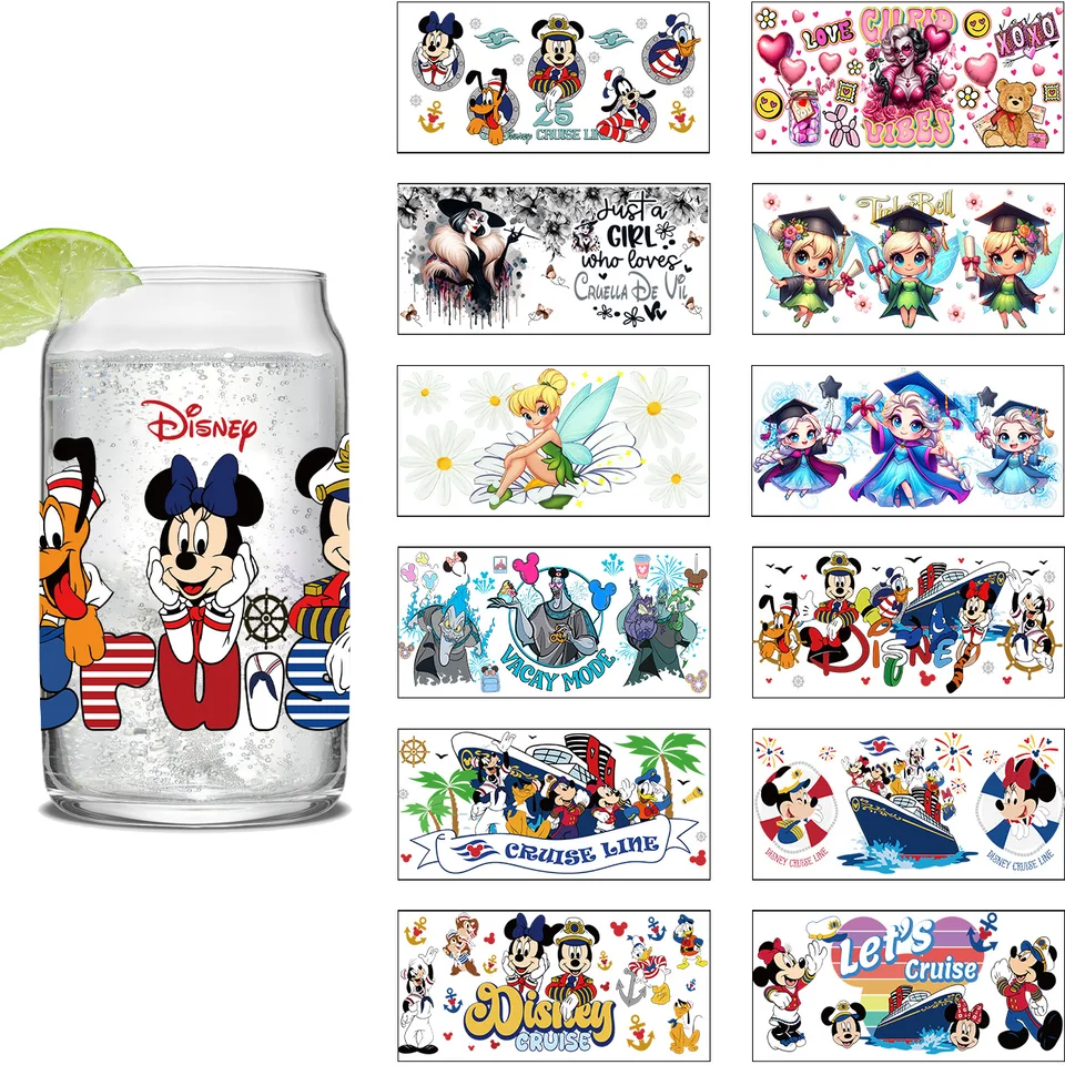 Mickey Minni Series Easy Peel Waterproof DIY Decály 3D prenosy UVDTF kryštálové nálepky 16oz UV DTF TUMBLER CUP CURS STACKER