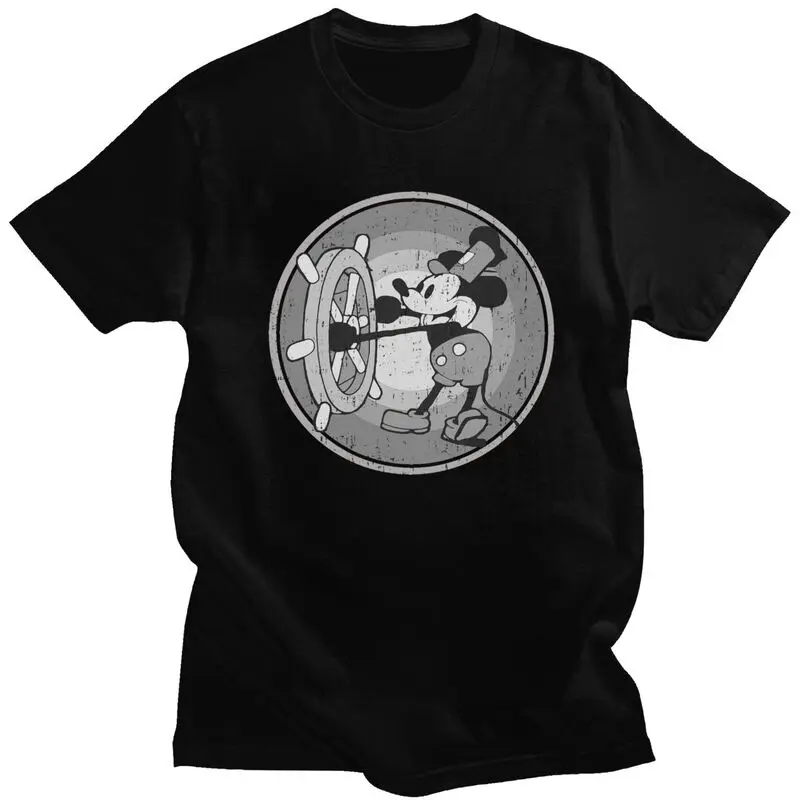 Mickey Mouse Anime Tirts Men Soft Cotton Tee Tops Tops Steamboat Willie tričká s krátkym rukávom