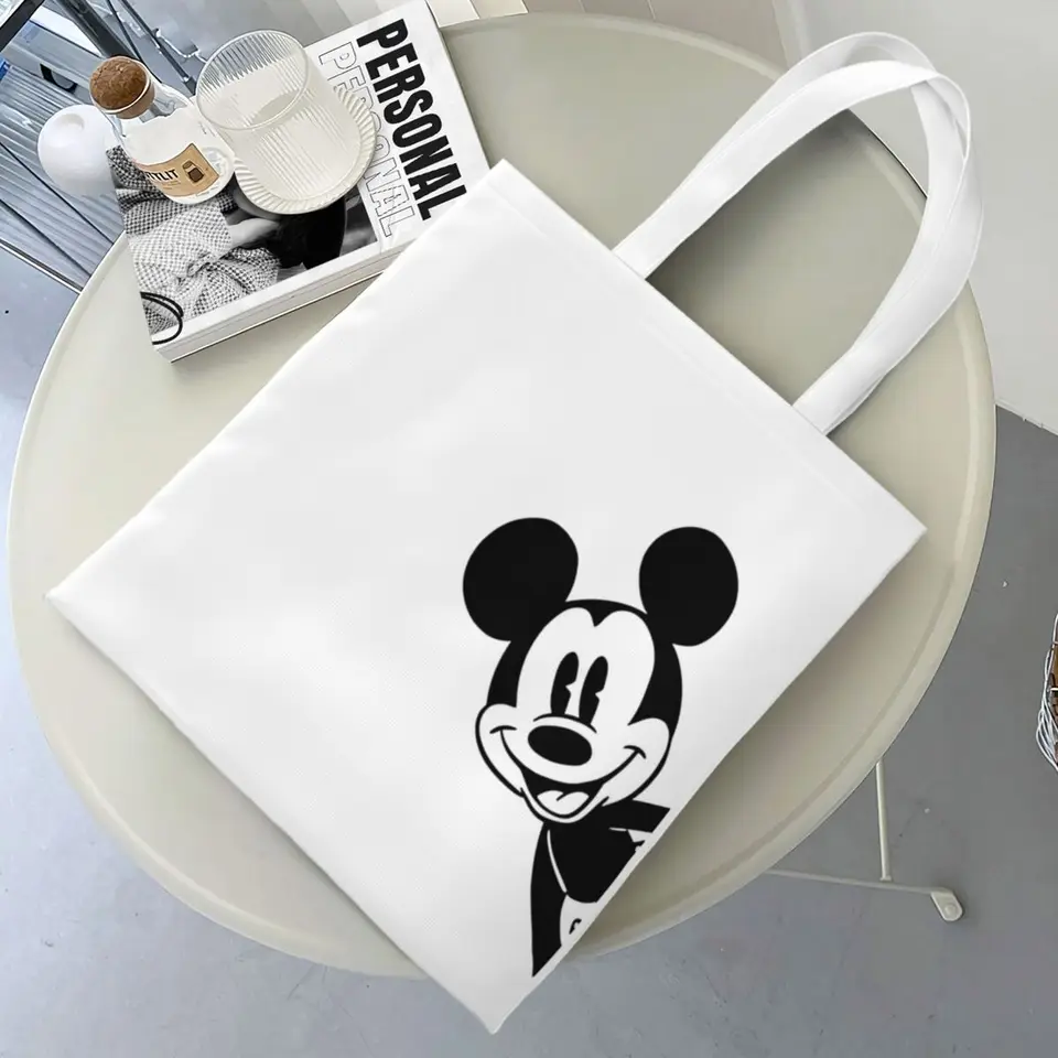 Mickey Mouse Cartoon Tote Tašky Ženy kabelky skladacie ramenné tašky Tlačené nákupné tašky