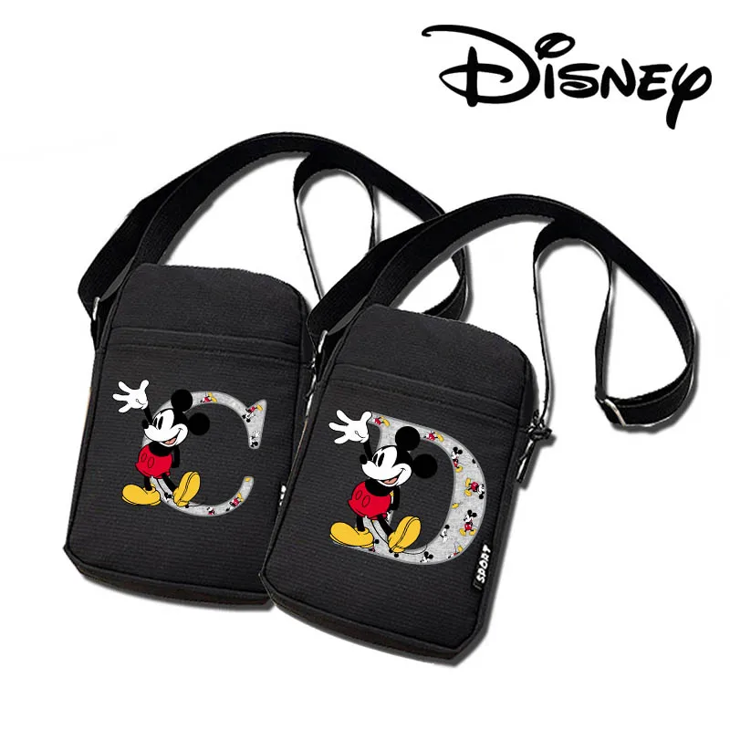 Mickey Mouse Disney AZ 26 Anglické listy dievčatá Dievčatá s ramenným taškou roztomilé plátno Messenger Bag Small Cartoon Študent Mobile Tacks