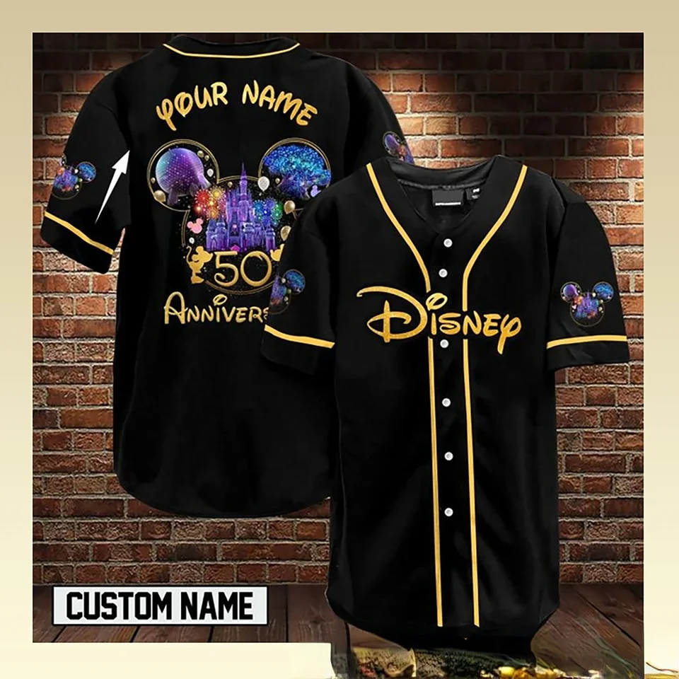 Mickey Mouse Disneyland 50. výročie Walt Disney World 3D Baseball Jersey Disney Baseball Jersey módna neformálna košeľa