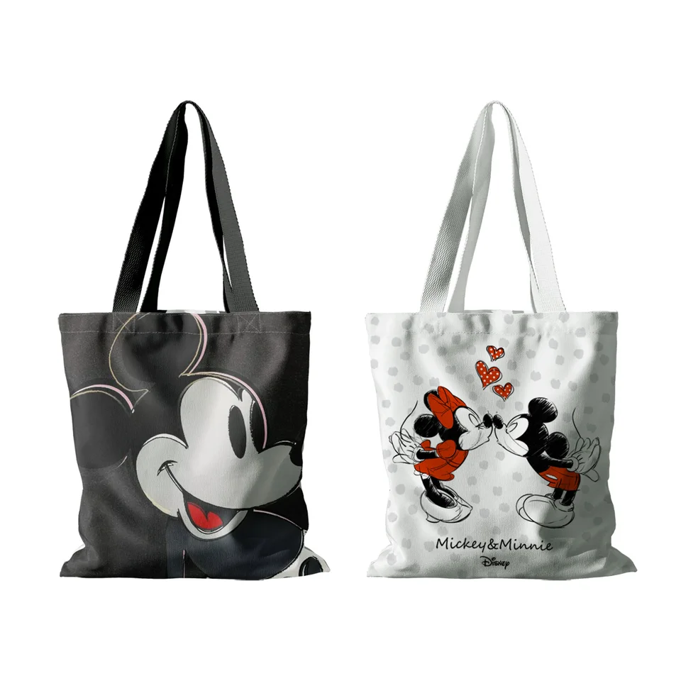 Mickey Mouse Eco Bag Disney Shopping Bag Women Canvas Tote Tašky roztomilý karikatúra opakovane použiteľné nakupujúce ramenné tašky neformálne kabelky