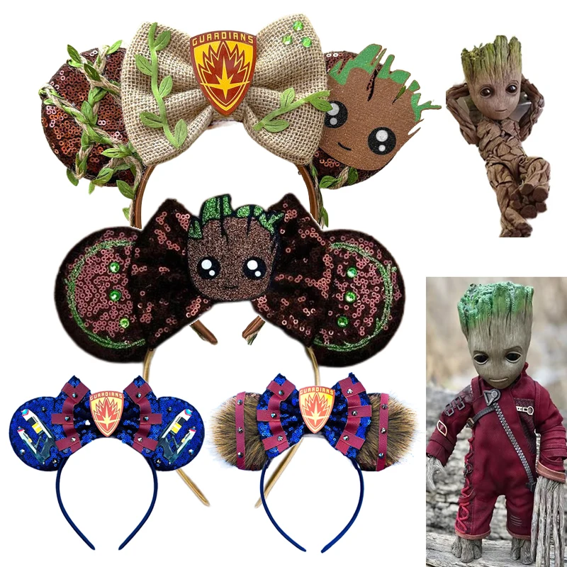 Mickey Mouse Guardians of Galaxy Hairbands Baby Groot Ears Ears Hair Accessories Kids Cartoon Headband Girl
