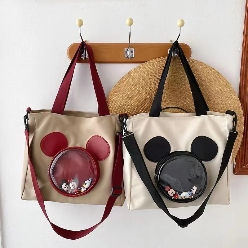 Mickey Mouse je nová veľká kapacita nepremokavá nylonová látka vrecko na rameno, roztomilá karikatúra doučovacia taška