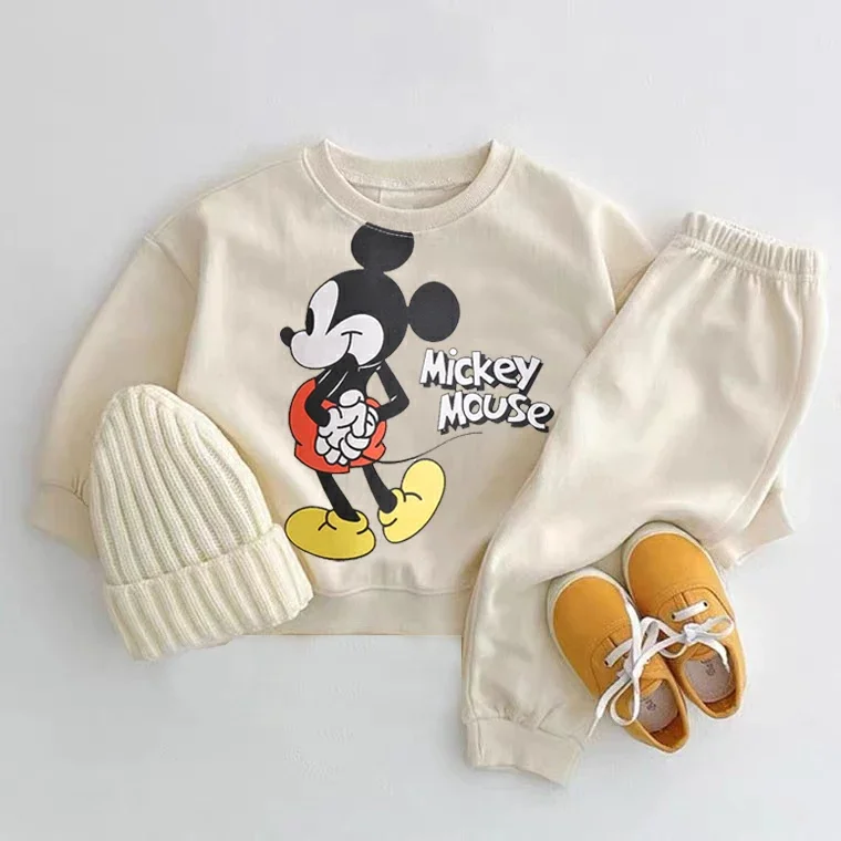 Mickey Mouse tlačené mikiny súpravy Dieťa Nový štýl O-krk kokeily +nohavice chlapcov