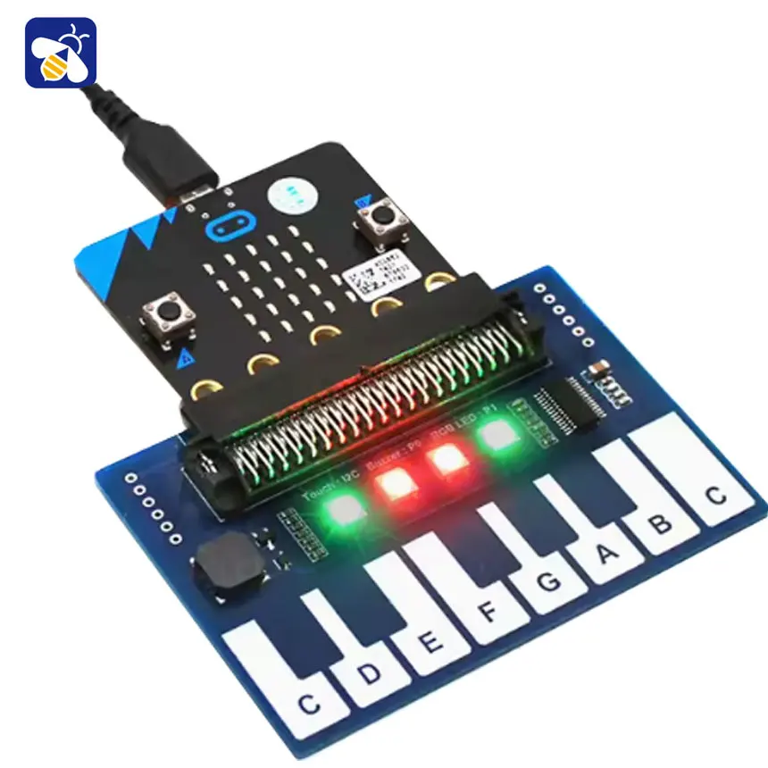 Micro: Bit Expansion Board Mini Piano Music Expansion Board Cool Farebné svetlá/bzučiak/Keypad I2C Komunikácia