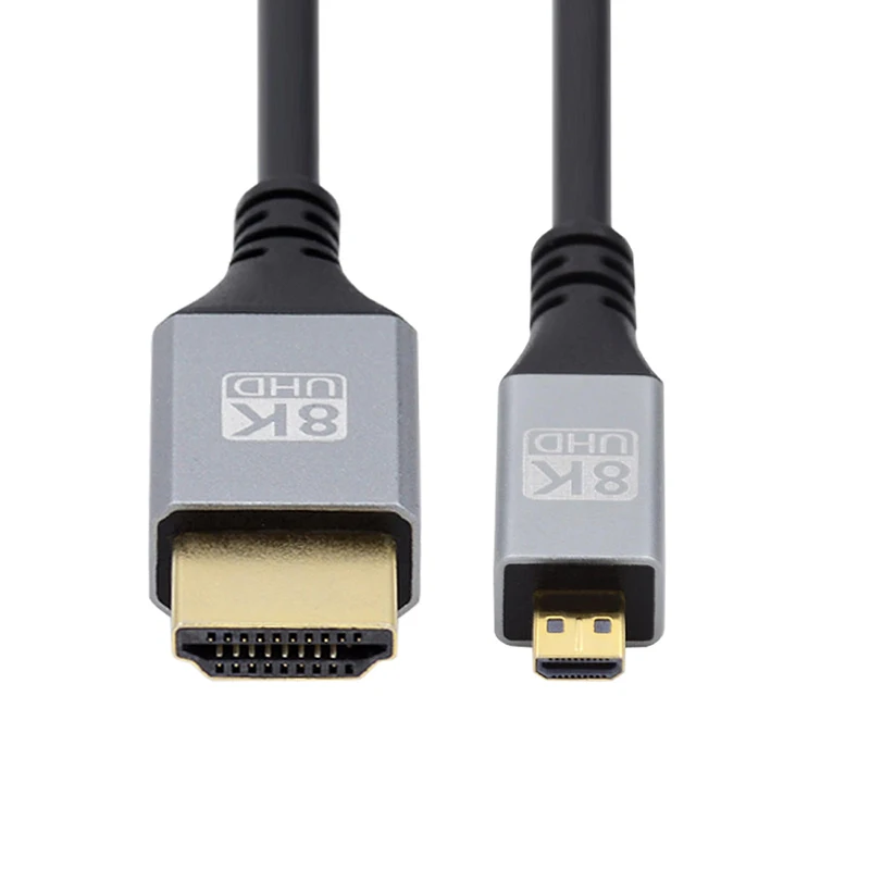Micro-HD 2.1 Štandardný kábel A do typu-D 8K60Hz 4K120Hz 48 Gbps Earc OrC HDCP Ultra-tenký vysokorýchlostný HDR UHD pre fotoaparát HDTV