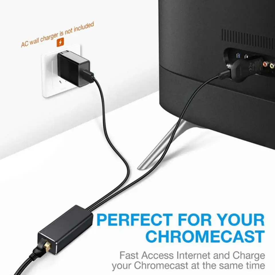Micro USB Power to RJ45 100 Mbps Adapter pre Chromecast/Fire TV Stick Network Card TV TV TV TELNET