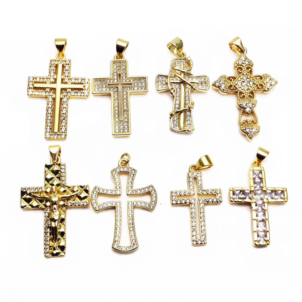 Micro Zircon Cross Ježišového prívesného príslušenstva Geometria Geometria krížový prívesok DIY Náhrdelník Príslušenstvo Vyrobené šperky