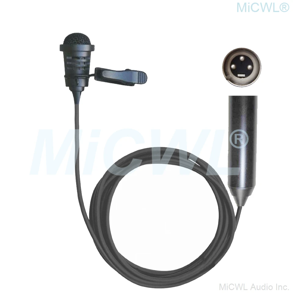 Micwl Lafón Microfón Clip-On XLR Lavalier Power 48V Phantom 3pin Mic 5m drôt pre DJ Mixer Tascam Zoom